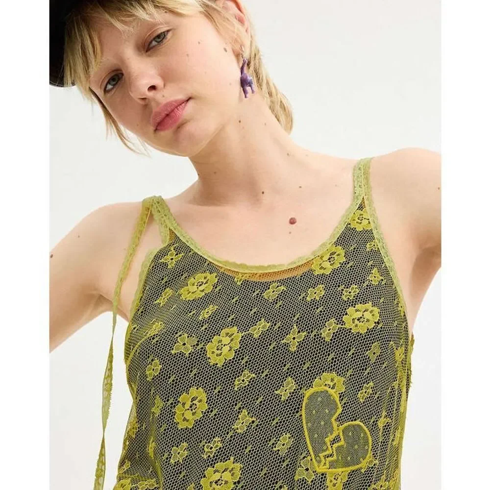 NWT COACH Yellow Ruffle Lace Slip Dress Size 0 $1295 Retail